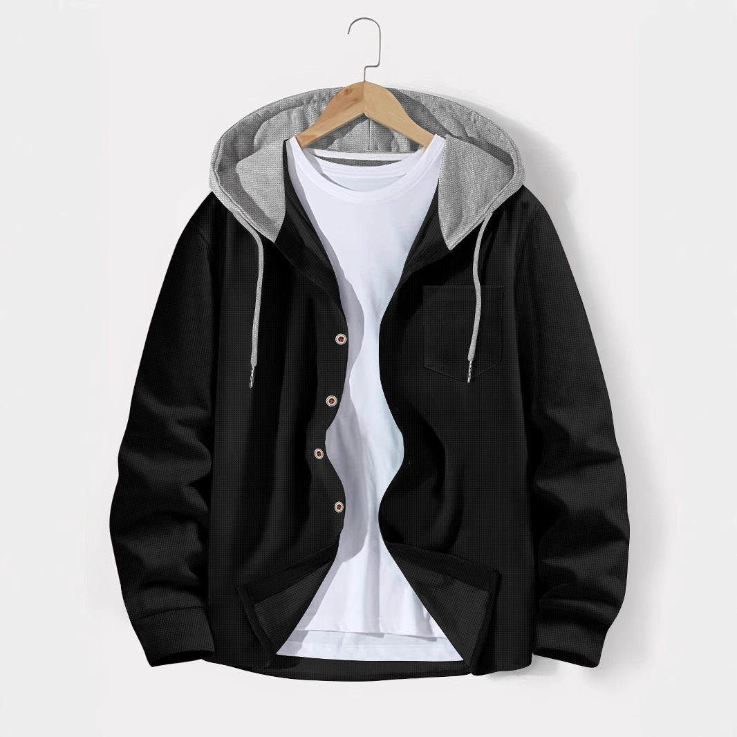 Casual hooded jacket for men with button placket and practical side pockets Lune London