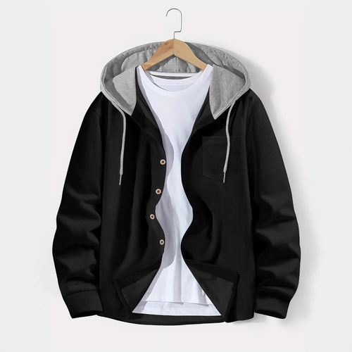 Men's versatile hoodie t-shirt with textured surface and practical chest pocket Amarae