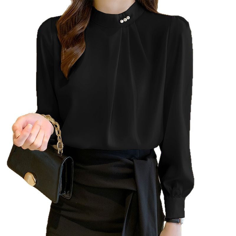 Blouse élégante pour femmes avec des détails en volants et un col stylé Chic & Stil