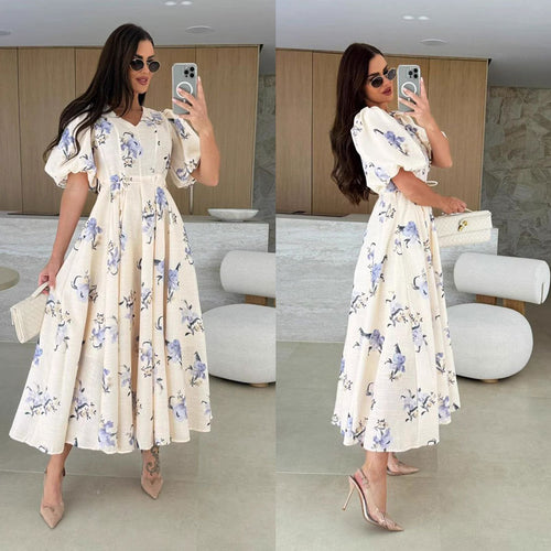 Ladies Vintage Floral A-Line Maxi Dress Amarae