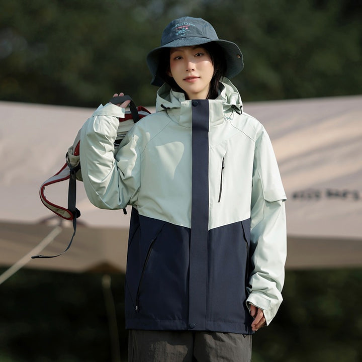 Men's Two-Tone Wind and Water-Repellent Softshell Jacket with Hood Amarae