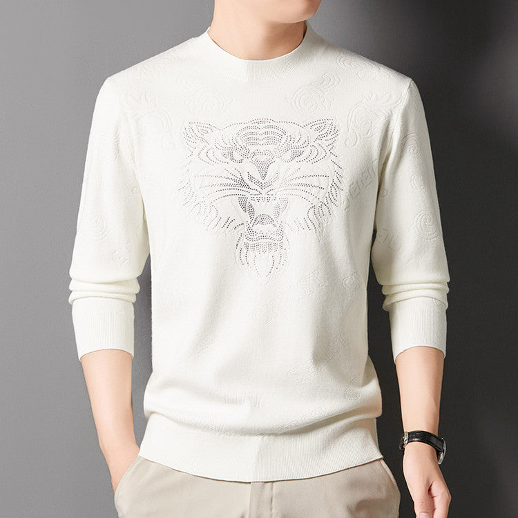 Knitted sweater for men with a unique lion pattern Lune London