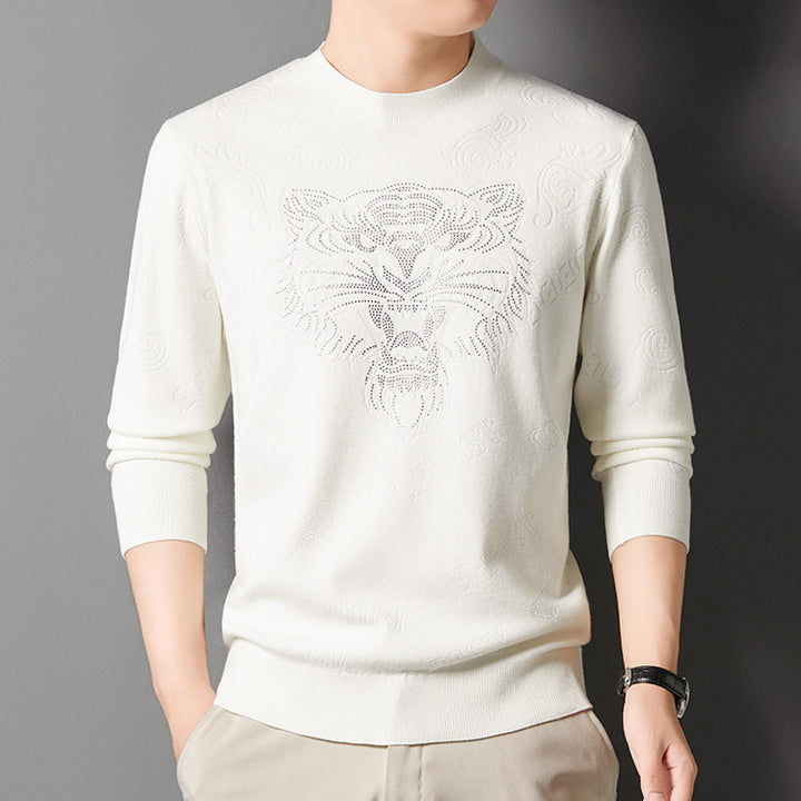 Knitted sweater for men with a unique lion pattern Lune London