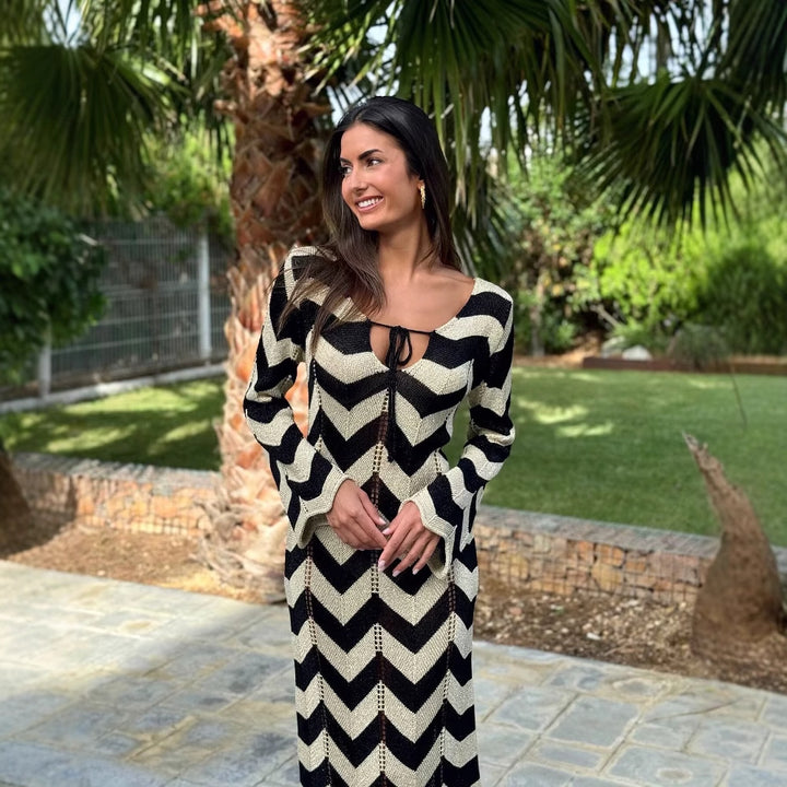 Maxi dress for women with zigzag pattern Lune London