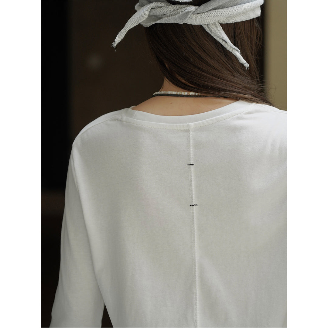 Women long sleeve shirt made of lightweight jersey with round neck Amarae