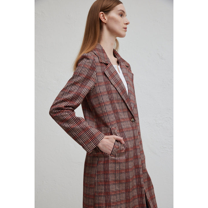 Women checkered coat elegant with double breasted and relaxed fit Amarae