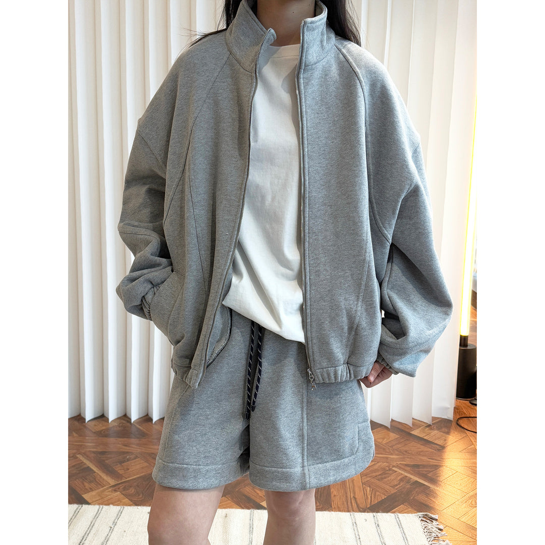Women's Lounge Set consisting of sweatshirt with stand-up collar and drawstring shorts Amarae
