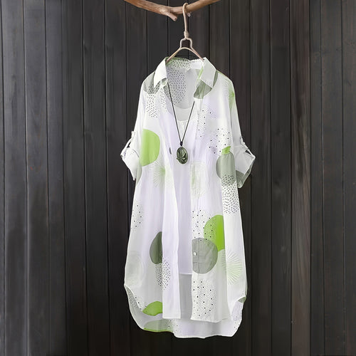 Ladies Lightweight Geometric Print Tunic Shirt Amarae