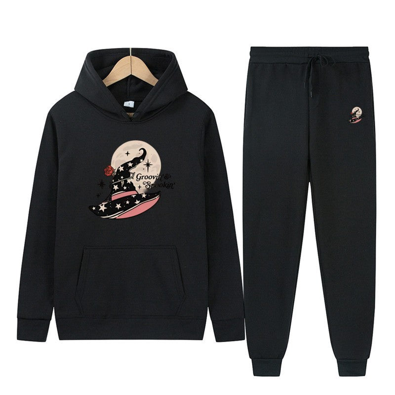 Women's Hooded Sweatshirt and Jogging Pants Set with Cool Halloween Design Chic & Stil