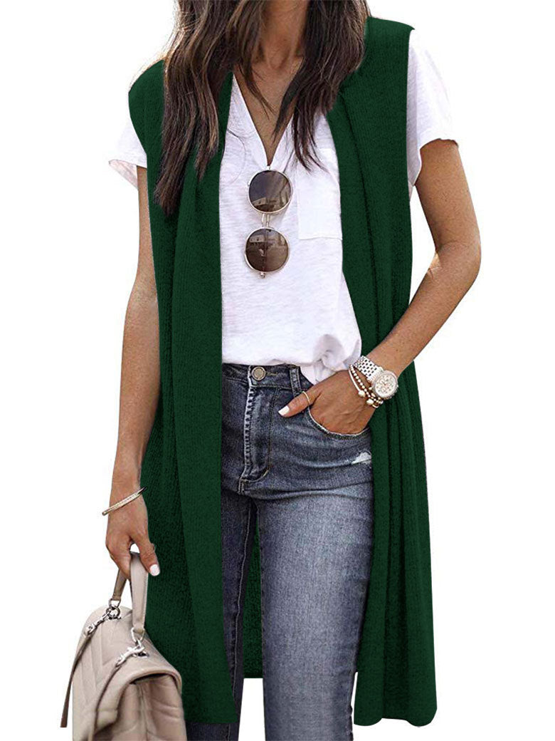 Women Open Cardigan with Casual Cut and Long Side Panels Lune London