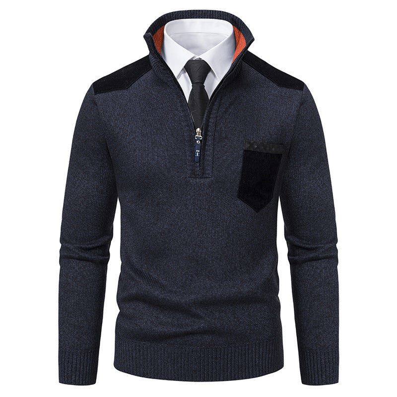 Elegant knitted sweater for men with collar and pockets Lune London