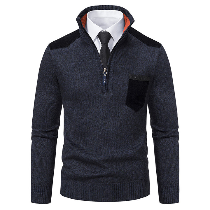 Elegant knitted sweater for men with collar and pockets Lune London