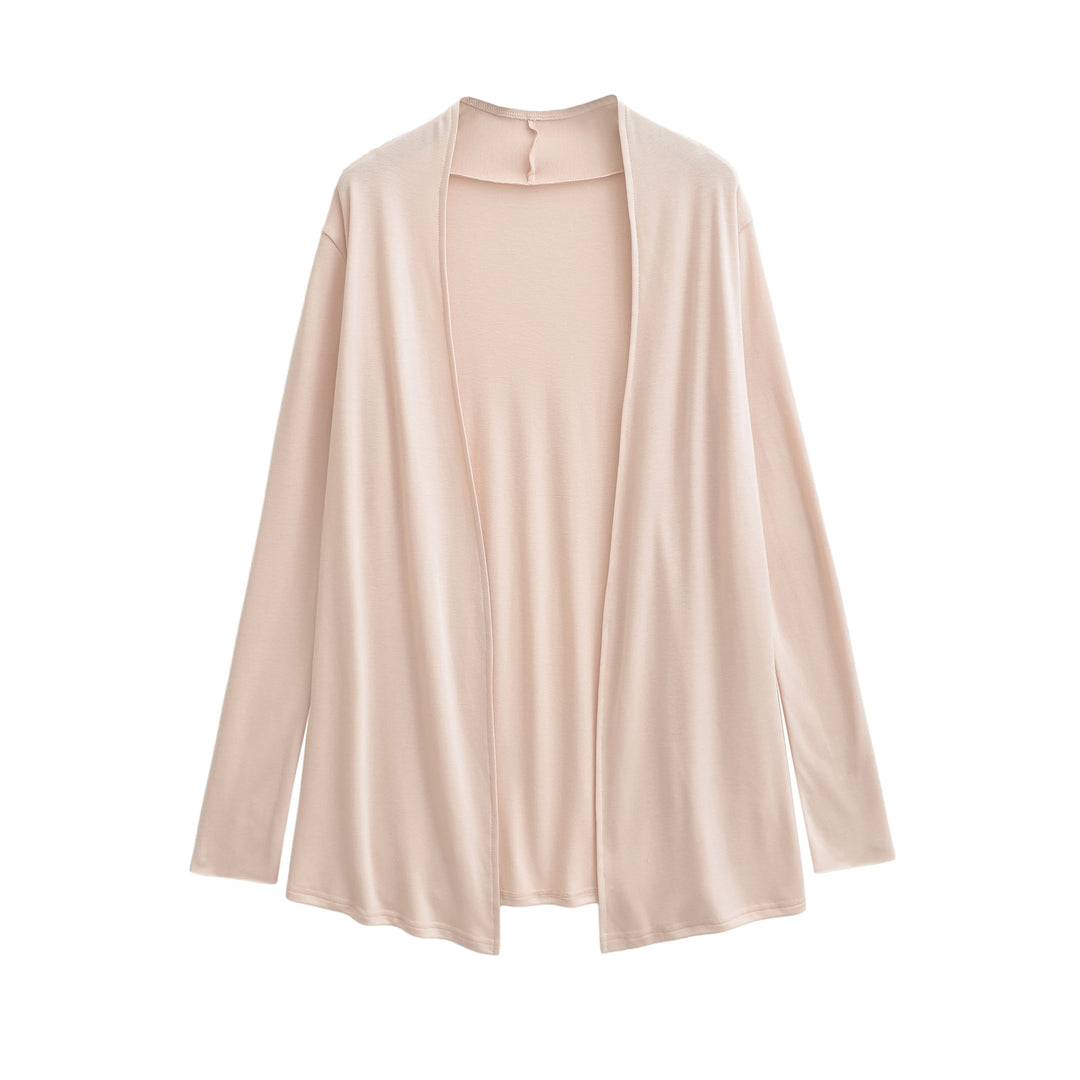 Women Open Flowing Jersey Cardigan with Waterfall Edge Amarae