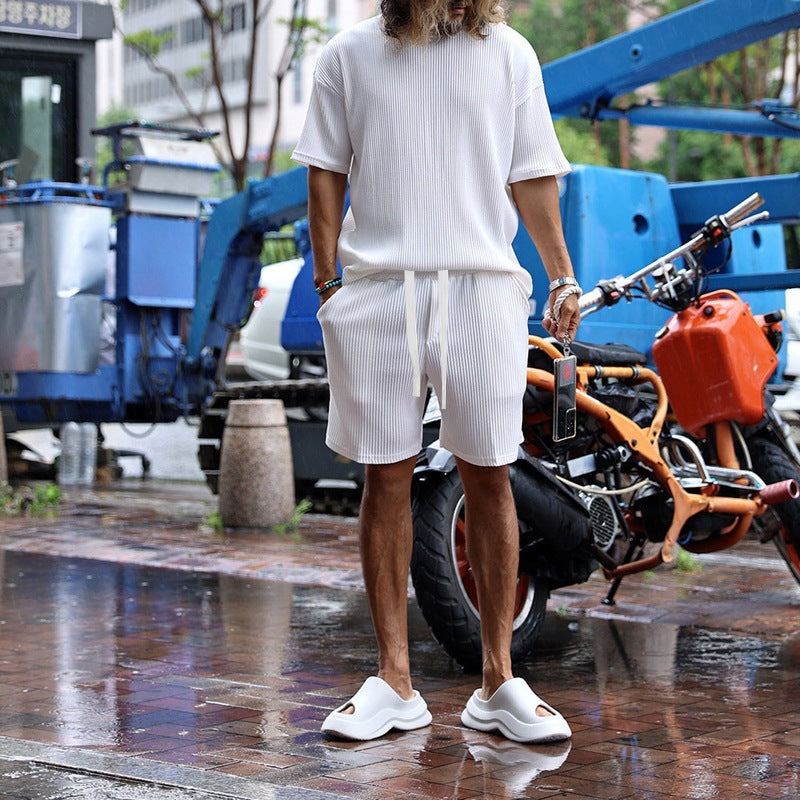 Breathable sports set for men with short sleeve t-shirt and shorts Lune London