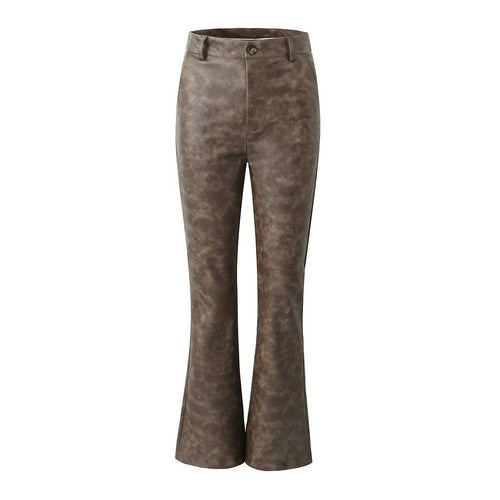 Faux leather flared trousers for women with an elegant cut and a high waist Amarae