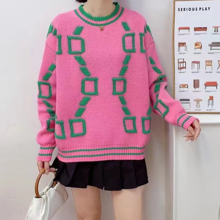 Ladies Fashion Sweater with Geometric Pattern Lune London