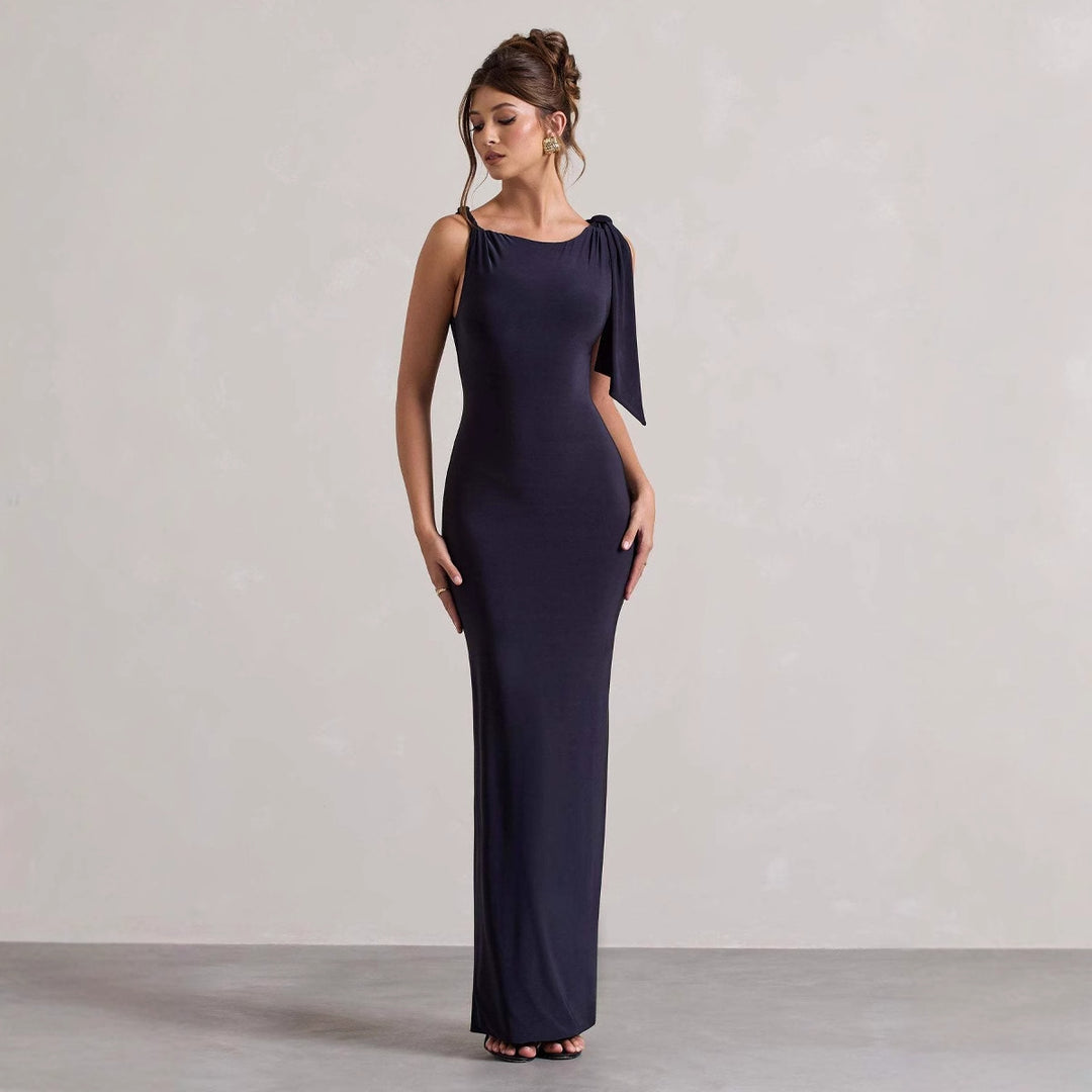 Ladies long-sleeved wrap dress with asymmetric cut and elegant waistline Lune London