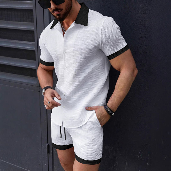 Short-sleeved structured shirt for men with buttons and chic leisure shorts set Lune London