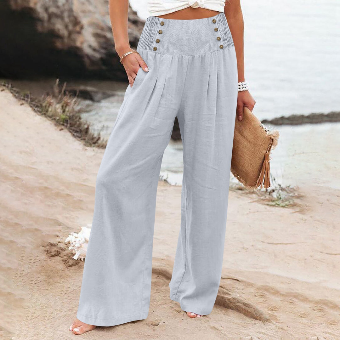 Summer wide pants for women with button details Lune London