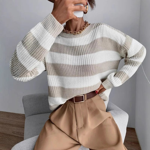 Casual knit sweater for women with a modern waffle pattern Amarae
