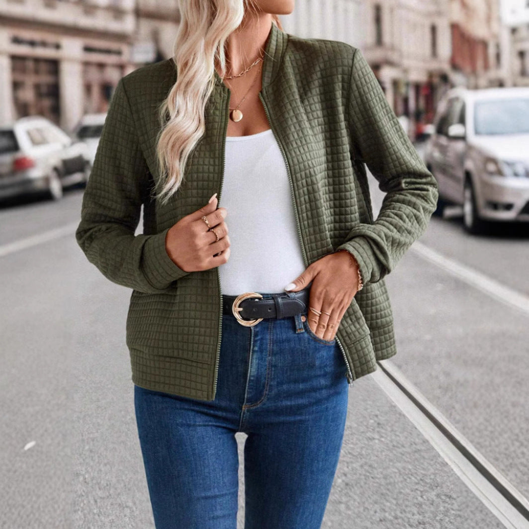 Ladies lightweight quilted jacket with high collar and full zipper Amarae