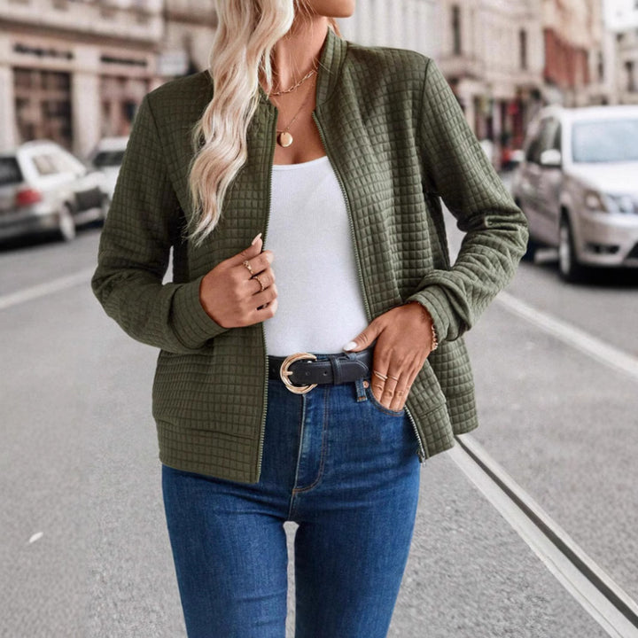 Ladies lightweight quilted jacket with high collar and full zipper Amarae