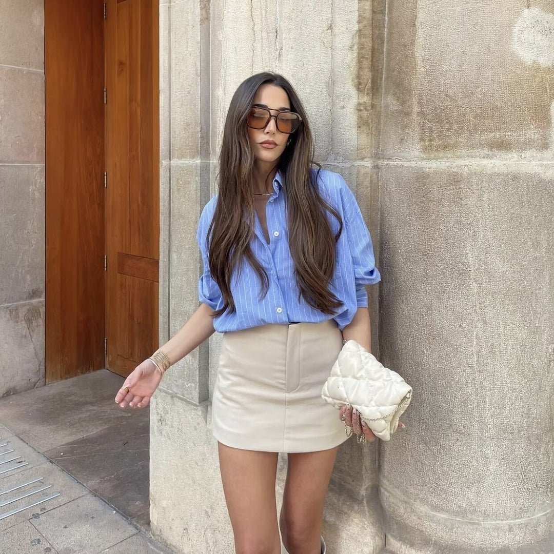 Casual striped shirt for women with classic button details and chest pockets Amarae