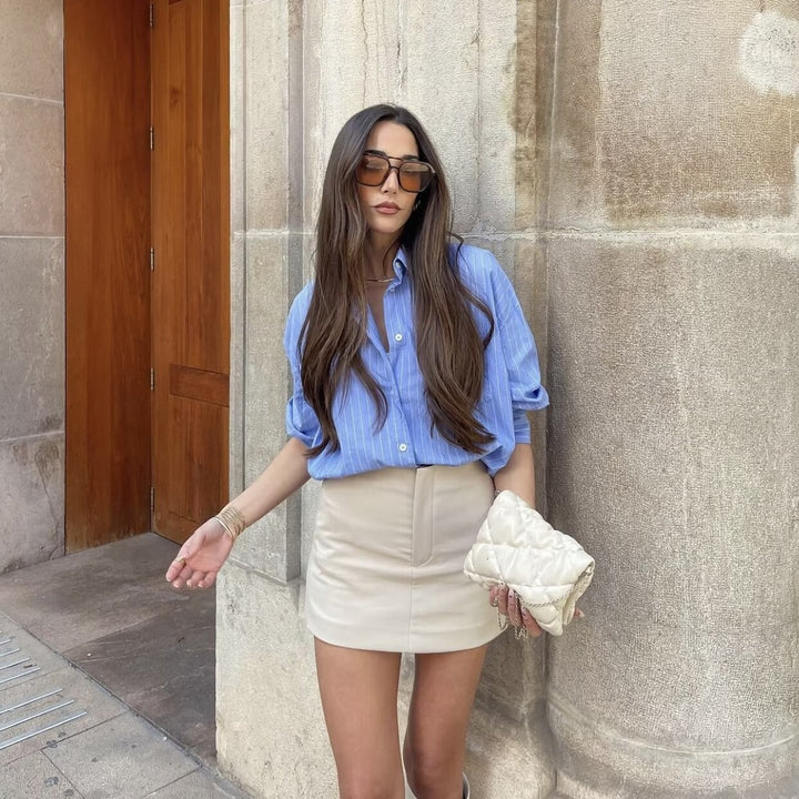 Casual striped shirt for women with classic button details and chest pockets Amarae