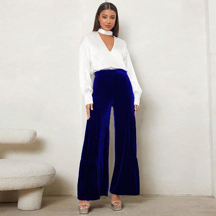Loose plush pants for women with pleats and high waist Lune London