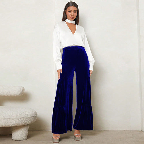 Loose plush pants for women with pleats and high waist Amarae