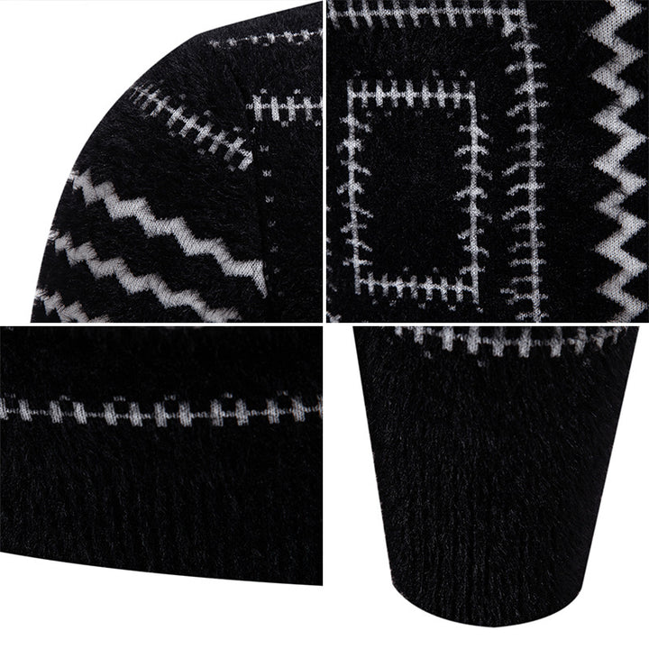 Lune London geometric pattern high collar knit sweater for women