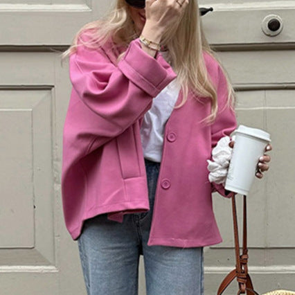Oversized casual jacket for women with practical buttons and loose fit Amarae