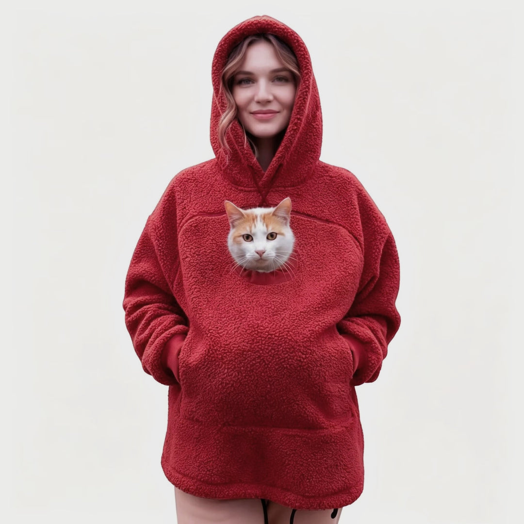 Women’s hoodie with integrated cat cave and extra soft fleece Amarae