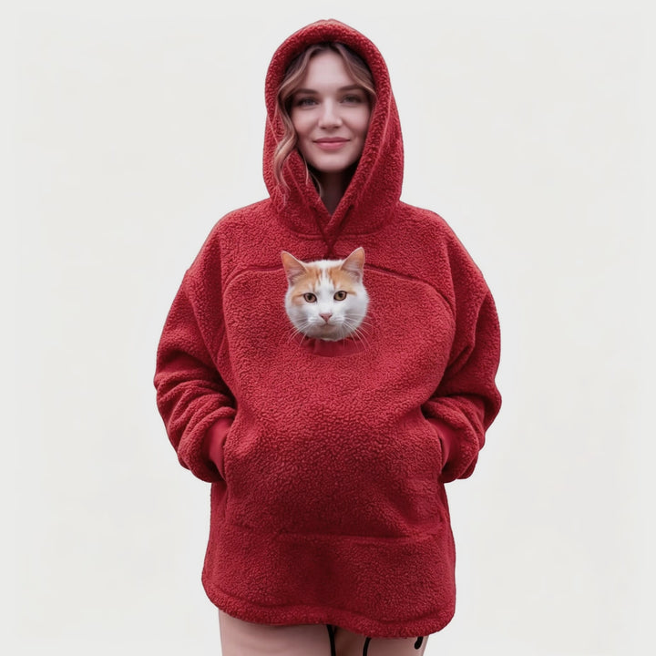 Women’s hoodie with integrated cat cave and extra soft fleece Amarae