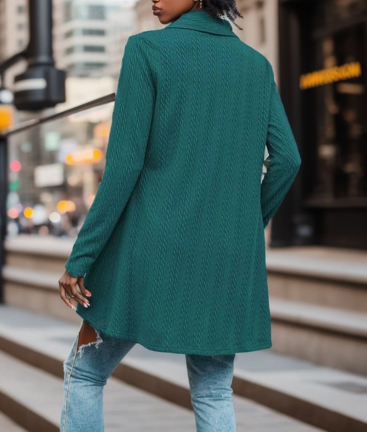 Women's knit coat with asymmetrical hem and structured design Lune London