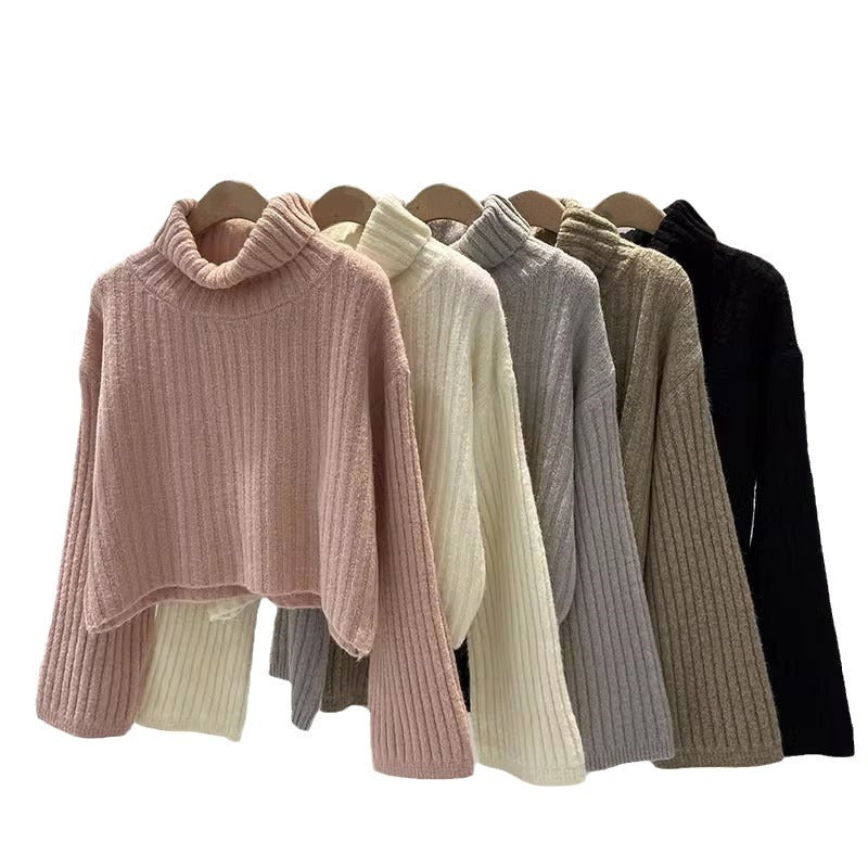 Pull femme en tricot texturé avec col roulé Chic & Stil