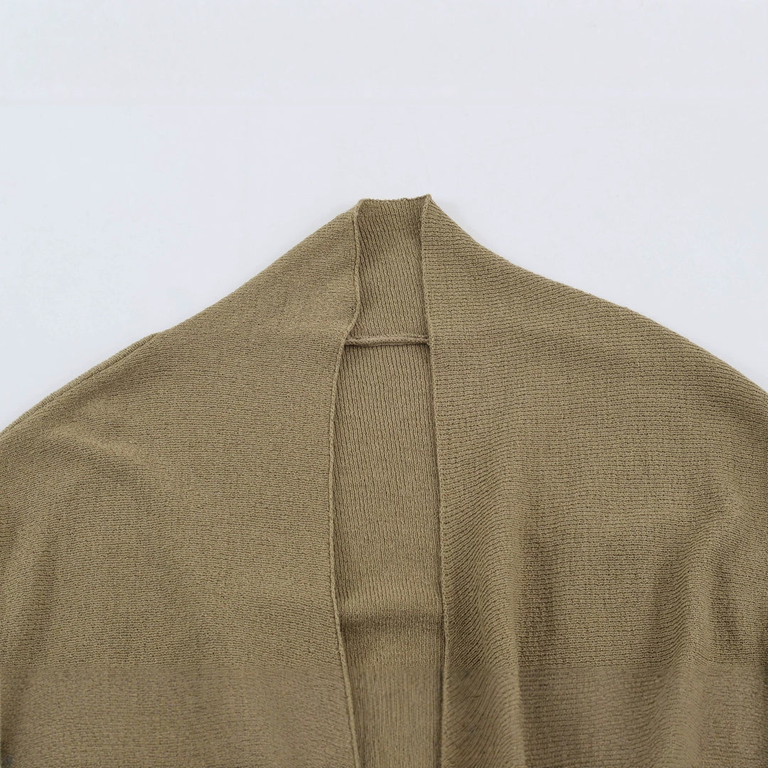 Women's wrap knit sweater with belt ring and deep V-neck Amarae