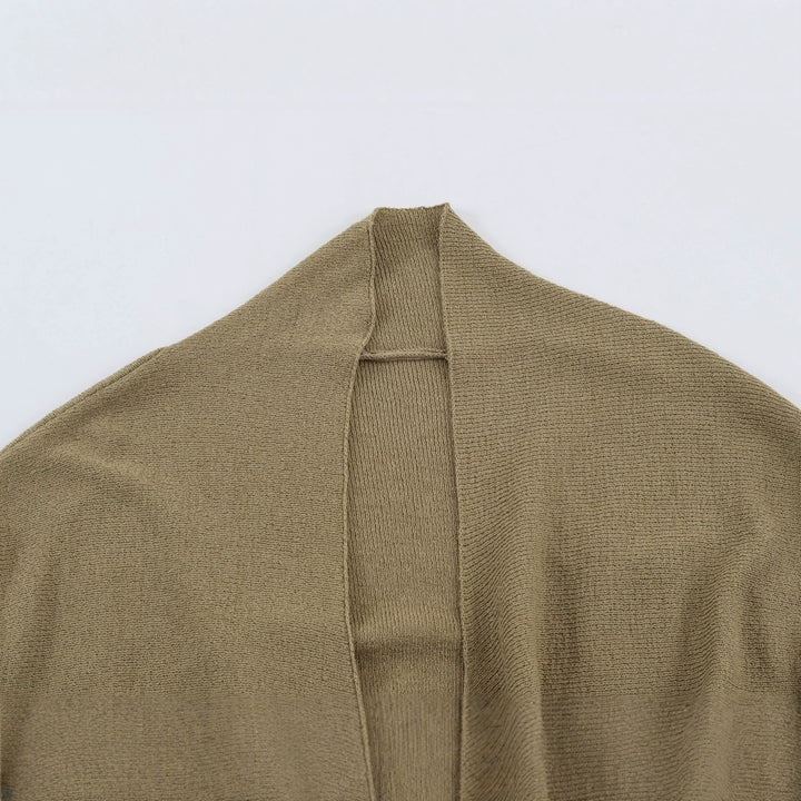 Women's wrap knit sweater with belt ring and deep V-neck Amarae
