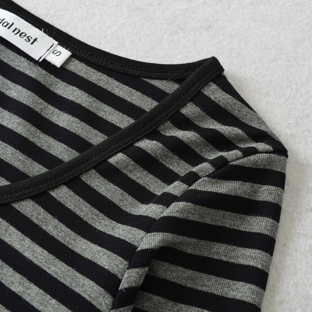 Long sleeve shirt for women with trendy striped pattern and button details Lune London
