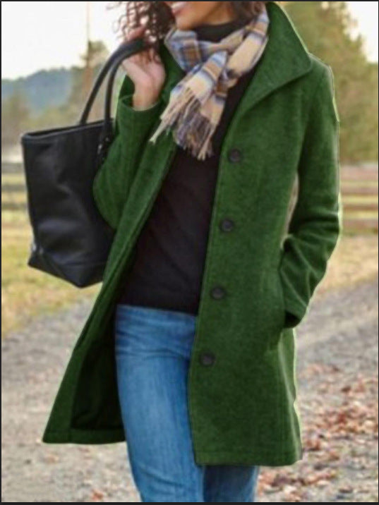 Ladies Elegant and Comfortable Transitional Coat with a High Collar and Practical Pockets Amarae