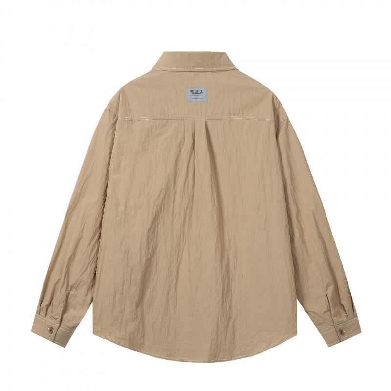 Men's overshirt in boxy cut with contrast stitching and patch chest pockets Amarae