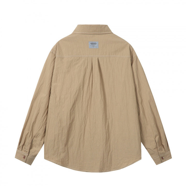 Men's overshirt in boxy cut with contrast stitching and patch chest pockets Amarae