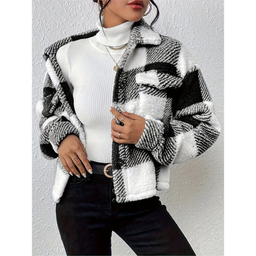 Fleece jacket for women with check pattern Amarae