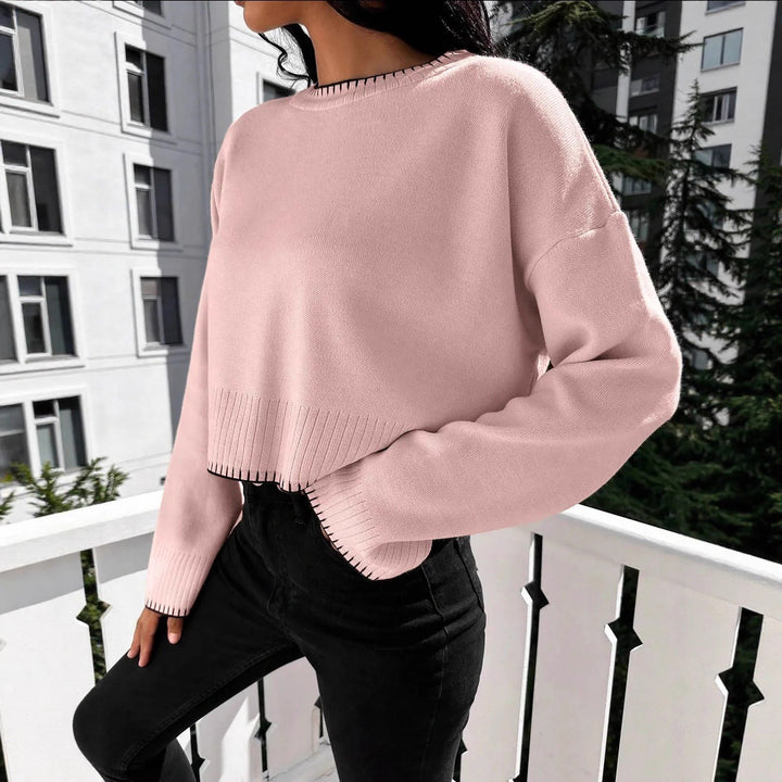 Ladies Trendy Sweater with Asymmetrical Edges and Textured Design Lune London