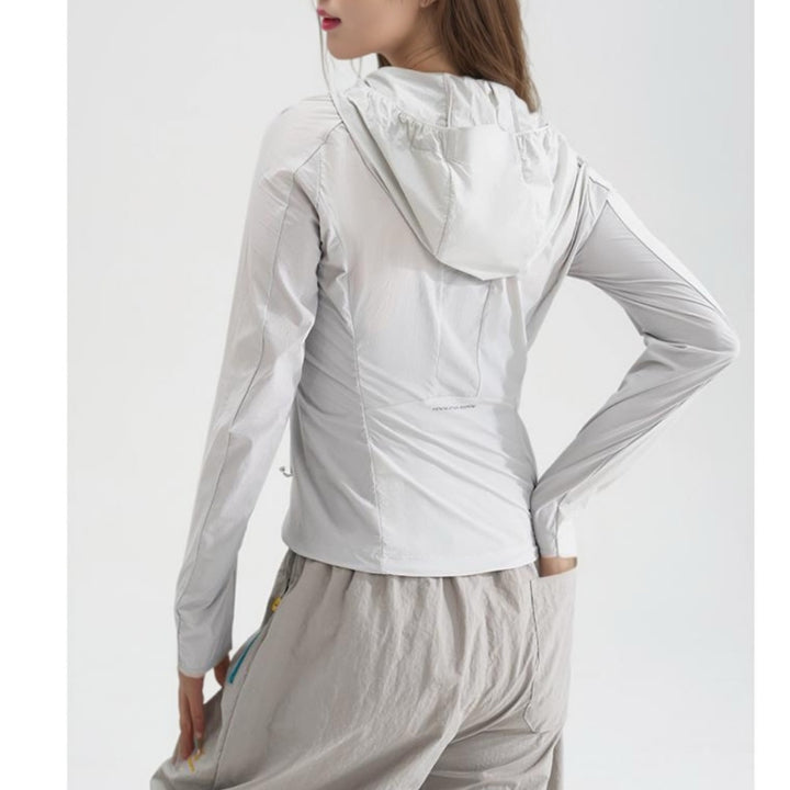 Women's Lightweight Hooded Wind Jacket with Zipper and Adjustable Hem Amarae