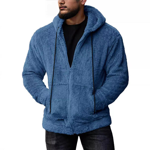 Cozy fleece jacket for men with hood and side pockets Amarae