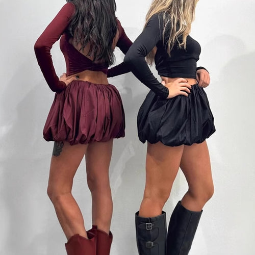 Short ruffled dress for women with long sleeves and elastic waist Amarae