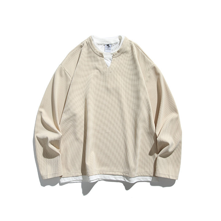 Unisex Oversize-Layering-Sweatshirt with V-insert and visible inner layer Amarae