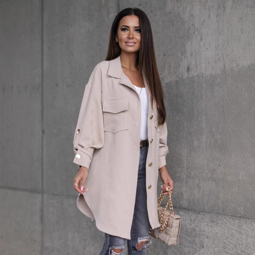 Chic oversized shirt jacket for women with pockets and button details Lune London