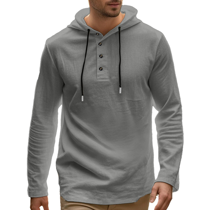 Men's Sport Hoodie with button placket and practical kangaroo pockets Lune London